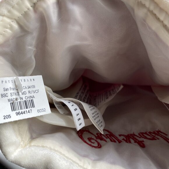 Pottery Barn Christmas Holiday Stocking Monogrammed Crystal Velvet Red White - Picture 9 of 11